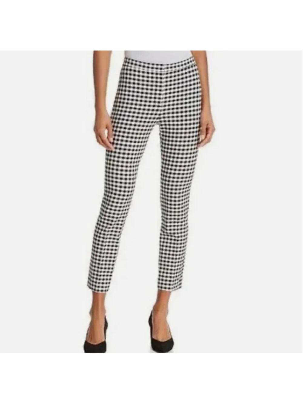 Theory Black + White Gingham Skinny Ankle Pants - Size 2